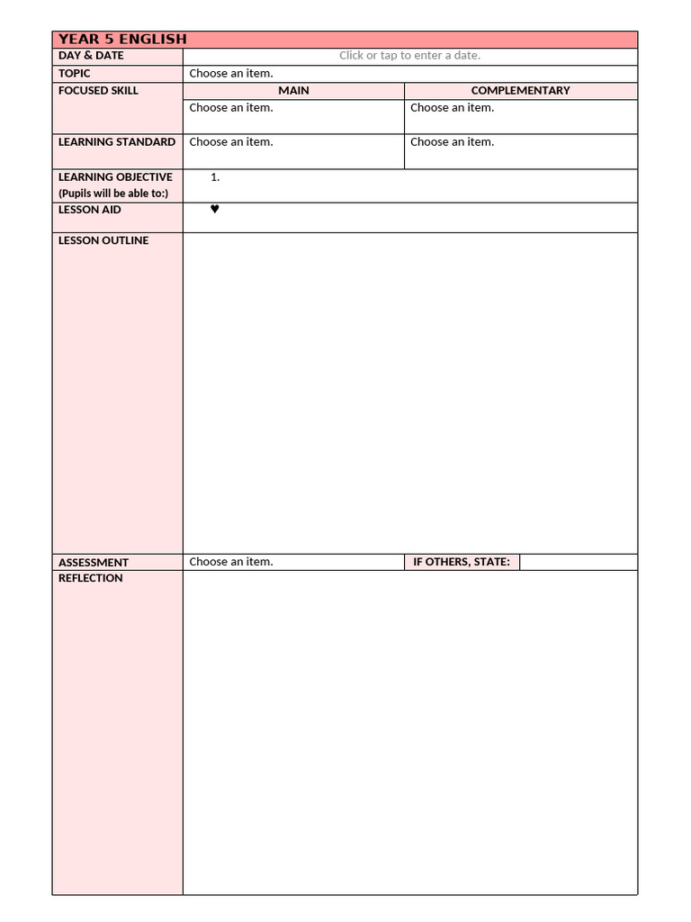 LESSON PLAN YEAR 5 | PDF | Learning | Linguistics