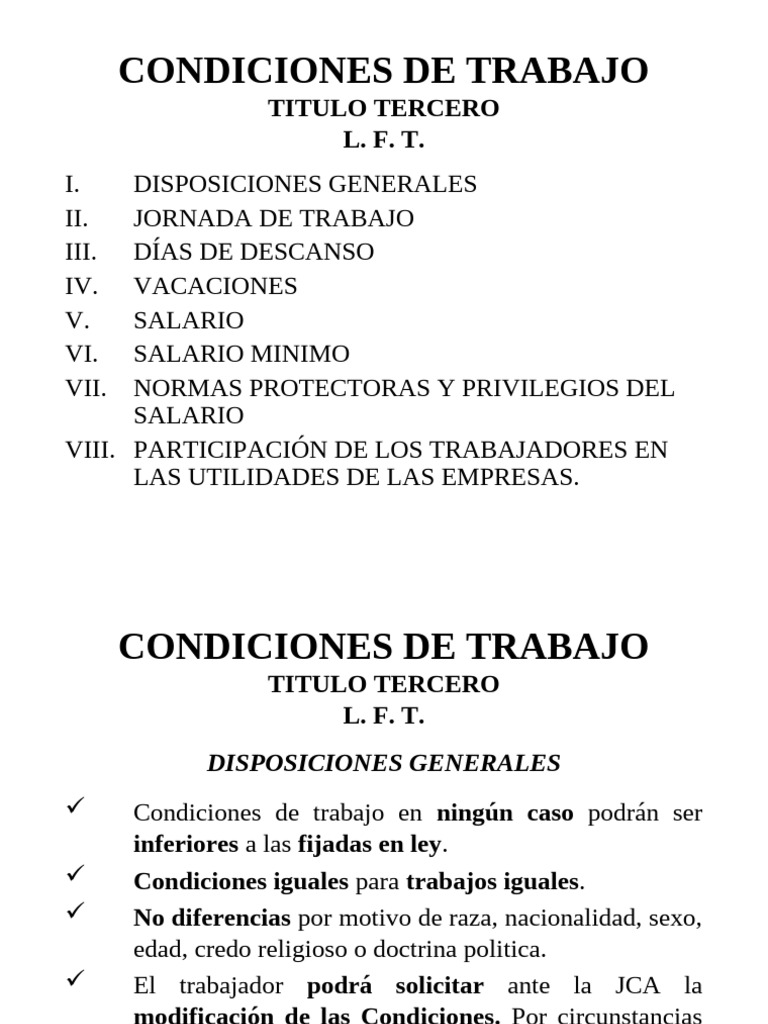 Condiciones Laborales y Derechos en México | PDF | Salario | Tiempo de ...