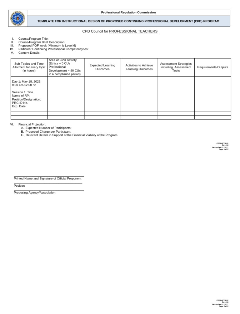 PTR Number Guidelines for CPD Programs | PDF | Learning | Behavior ...