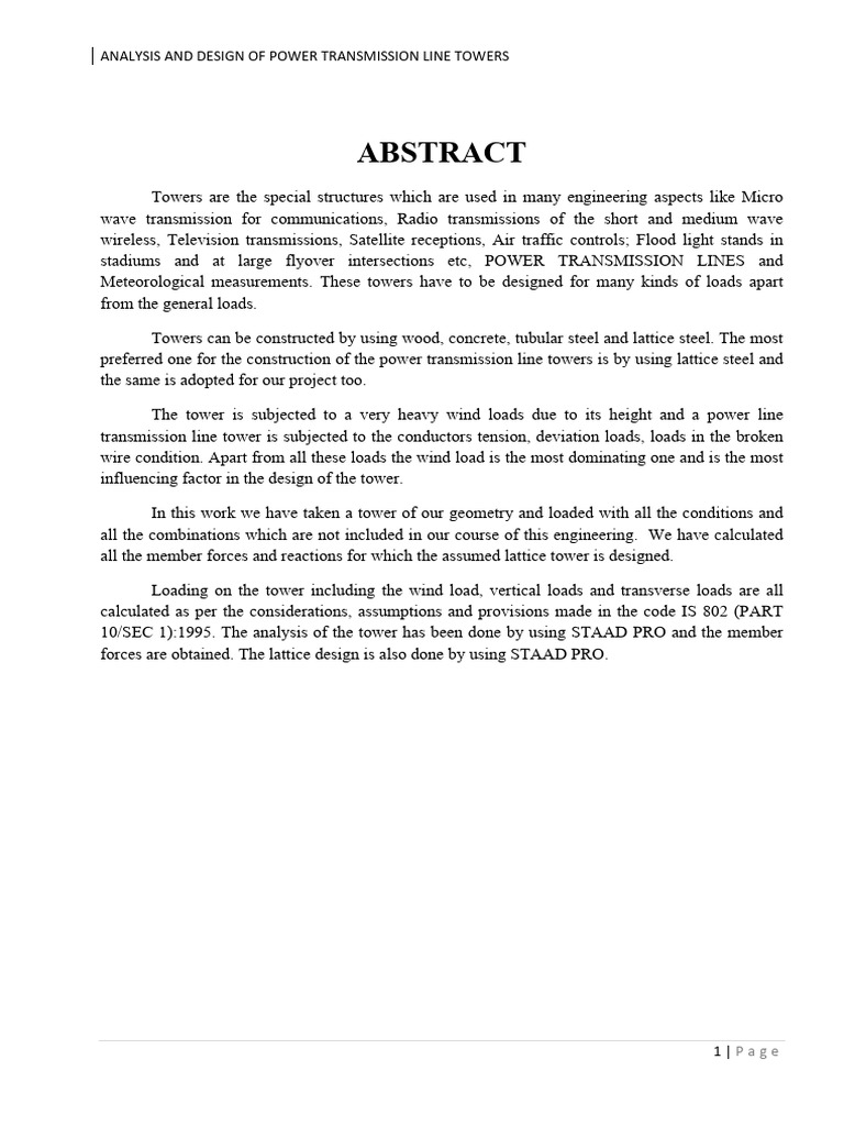 Power Transmission Line Tower Design | PDF | Tower | Electrical Engineering