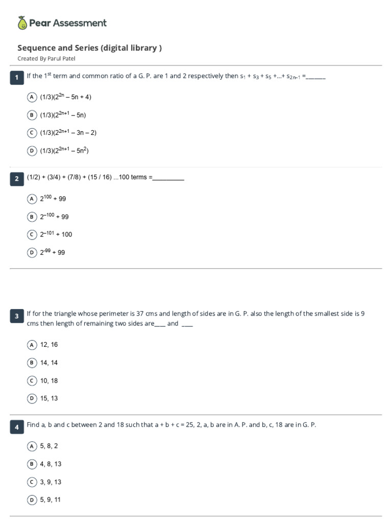 SEQUENCE AND SERIES TEST PDF visual data 6