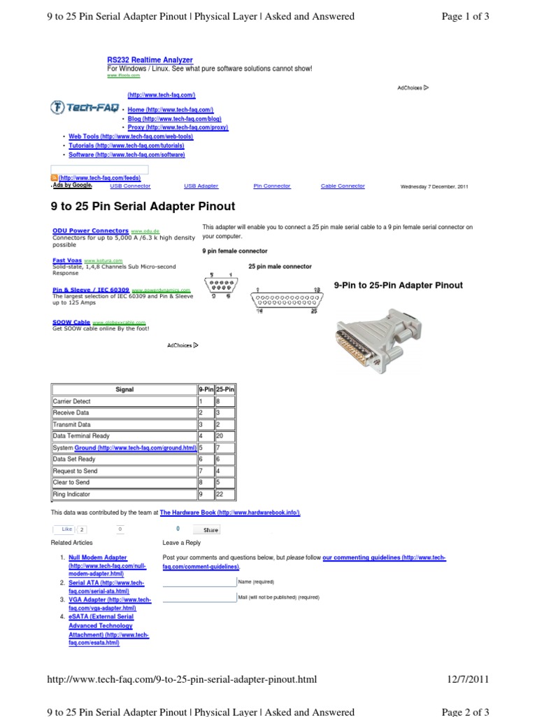 9 pin serial pinouts