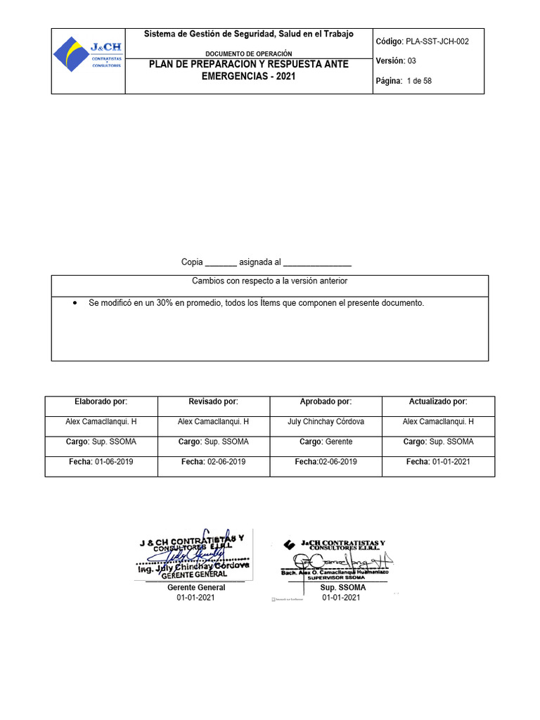 Plan de Emergencias 2021 para J&CH | PDF | Primeros auxilios | Temblores