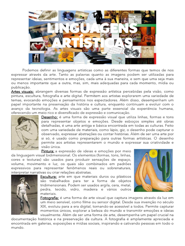Linguagens Artísticas: Tipos e Exemplos | PDF | Desenho | Pinturas