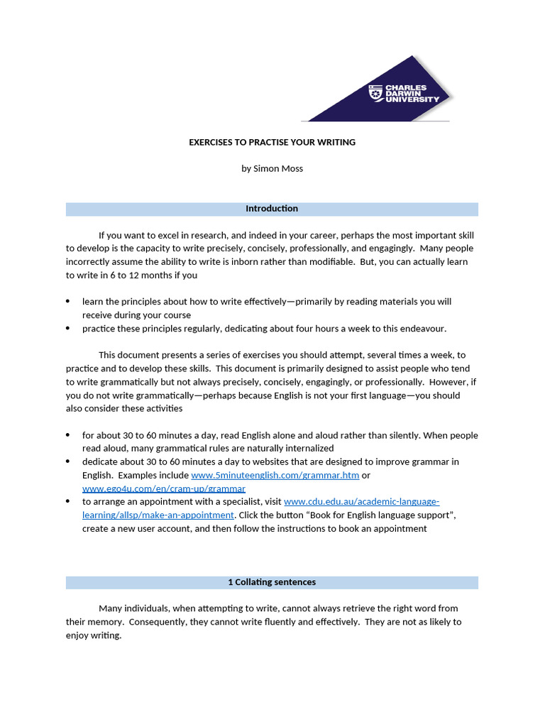 Exercises To Practise Your Writing Pdf Quotation Mark Systematic