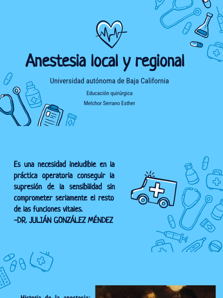 Anestesia Local y Regional: Guía Completa | PDF | Anestesia | Medicina ...