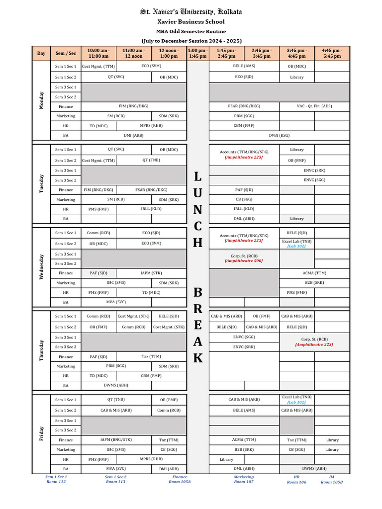 Class Routine Sem I & III 2024 - 2025 | PDF | Business | Business Process