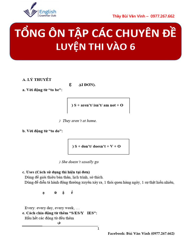 Tong On - Vao 6 - Thay Bui Van Vinh | PDF