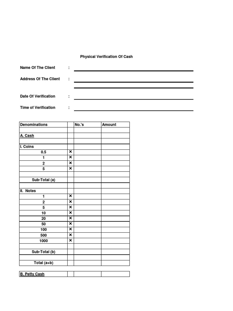 Cash Verification Report Template | PDF
