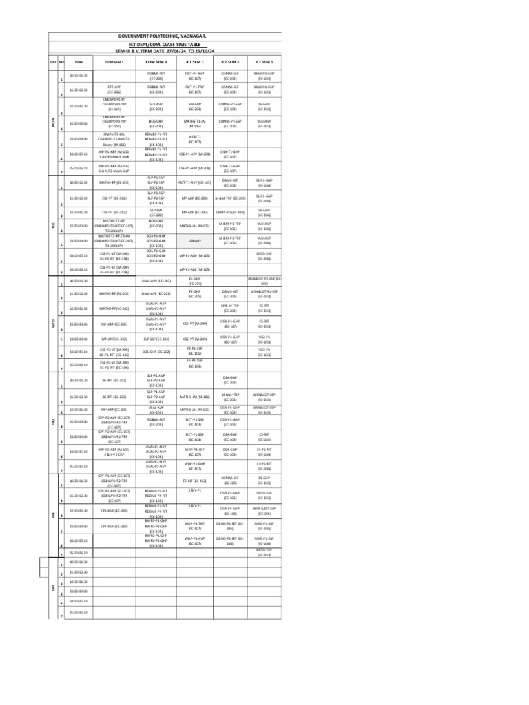 time-table-with-class-room-number-pdf