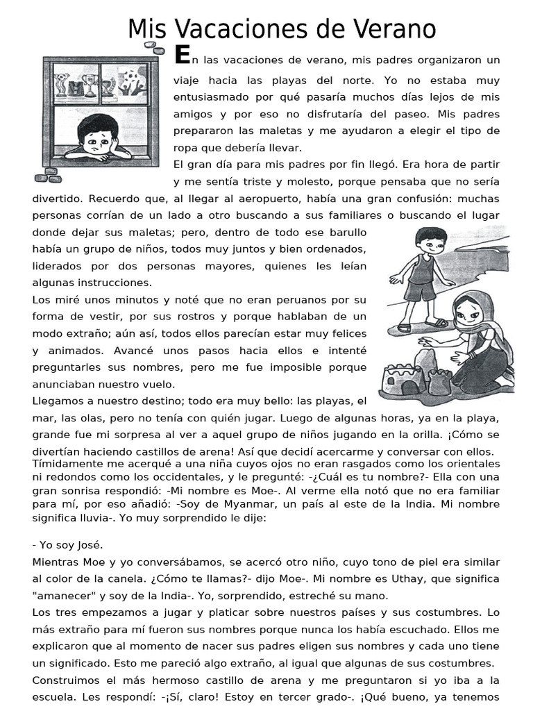Ficha Mis Vacaciones De Verano Para Tercero De Primaria Pdf
