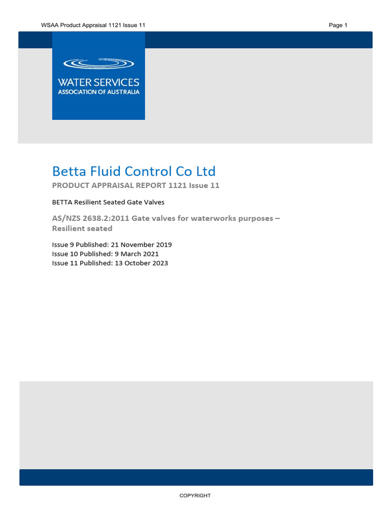 PA 1121 Issue 11 - Betta - RSV-Final | PDF | Pipe (Fluid Conveyance)
