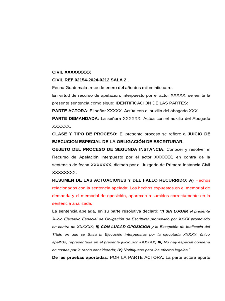 Sentencia Ejemplo | PDF | Sentencia (ley) | Apelación