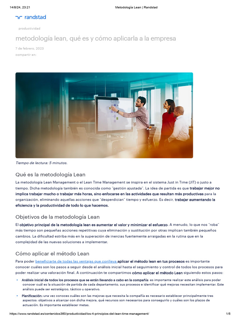 Metodología Lean: Guía de Aplicación Empresarial | PDF | Lean ...