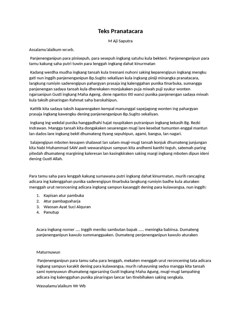contoh teks pranatacara yang efektif dan mudah dipahami