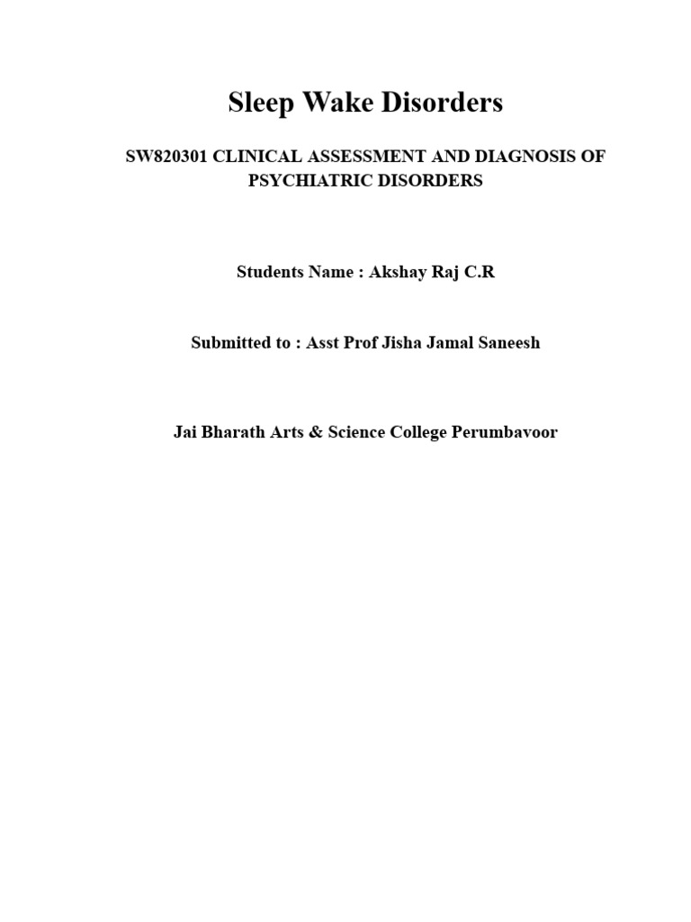 S3-Sleep Wake Disorders | PDF | Sleep | Mental Disorder