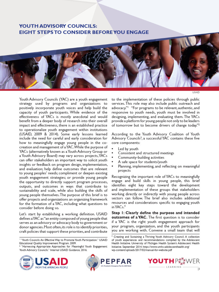 Eight Steps for Youth Advisory Councils | PDF | United States Agency ...