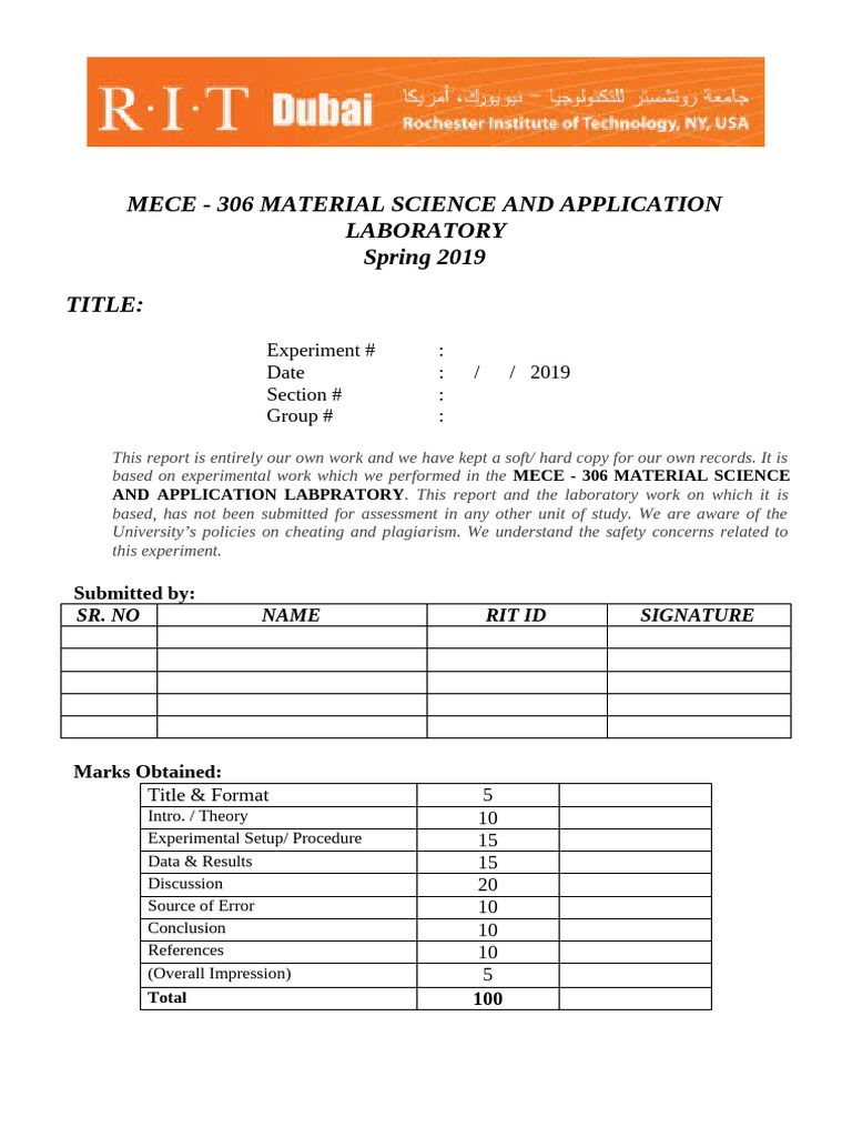 Material Science Lab Report Guide | PDF | Experiment | Page Layout