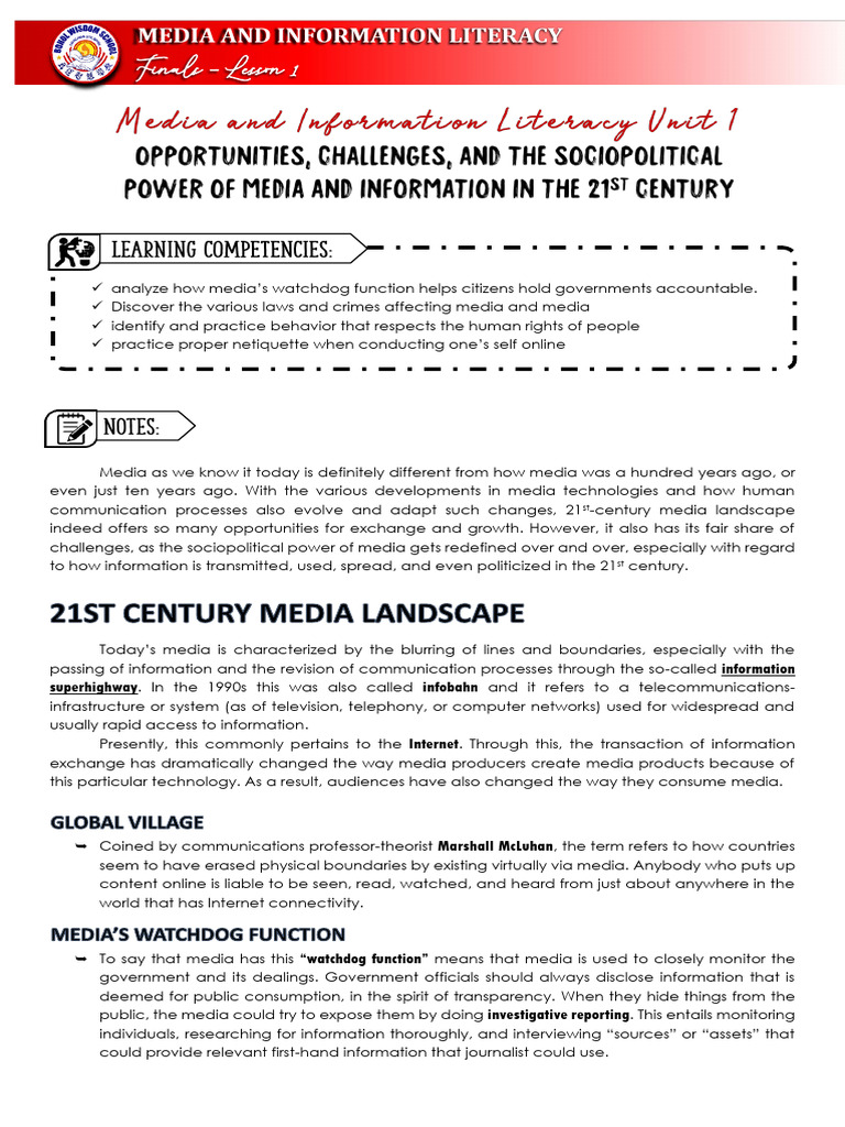 21st Century Media Landscape - MIL | PDF | Copyright Infringement ...