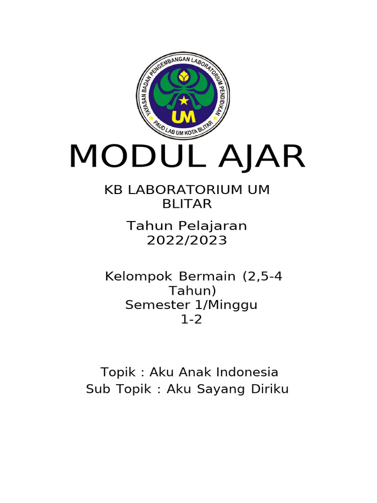 Modul Ajar PAUD: Aku Anak Indonesia | PDF
