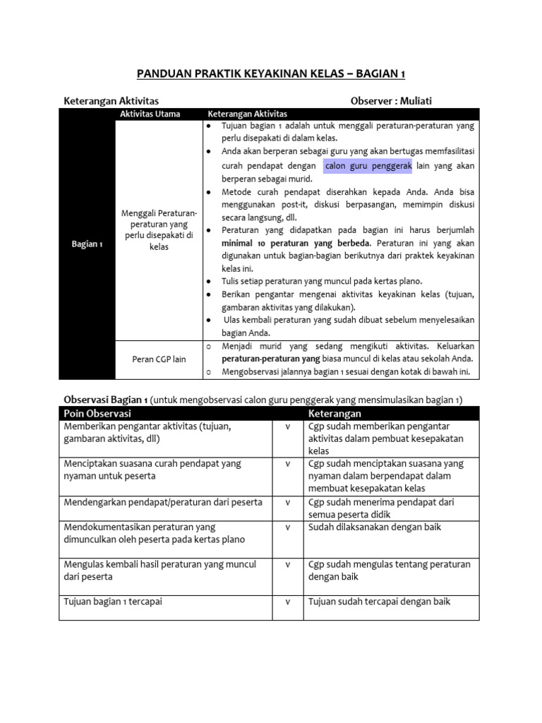 Panduan Praktik Keyakinan Kelas (Kelompok 3) | PDF | Karier & Perkembangan