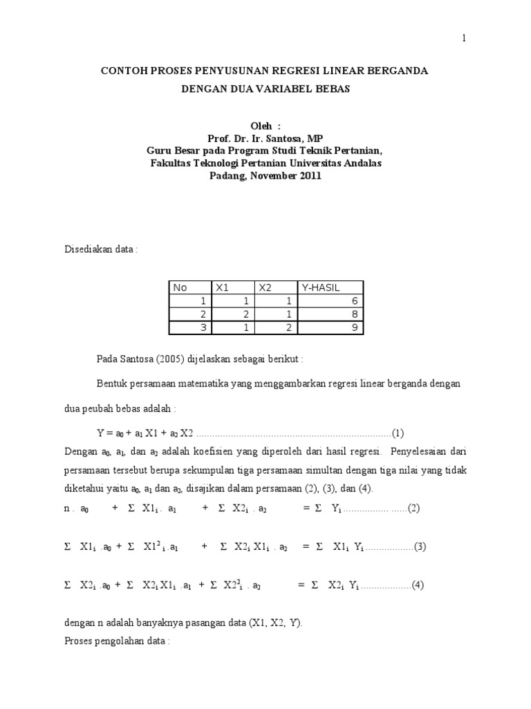 Handout Contoh Proses Penyusunan Regresi Linear Berganda