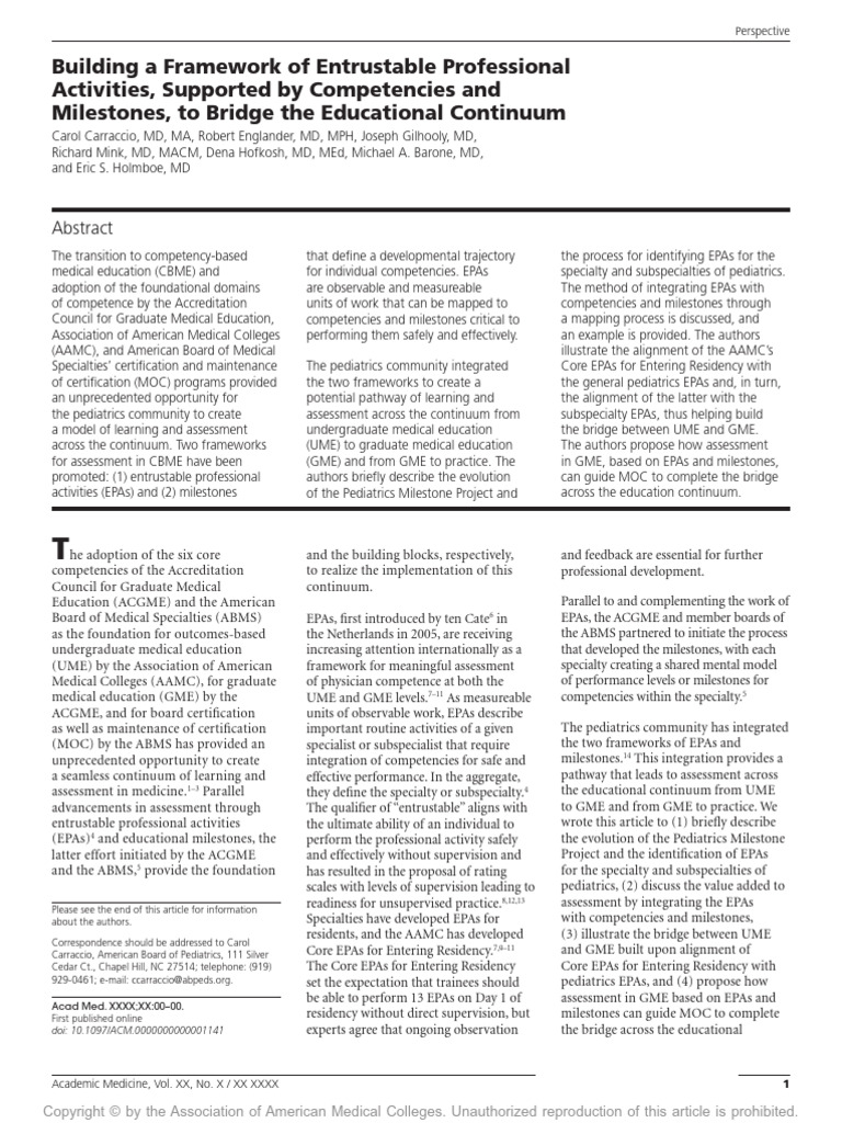 Building A Framework of Entrustable Prof | PDF | Residency (Medicine ...