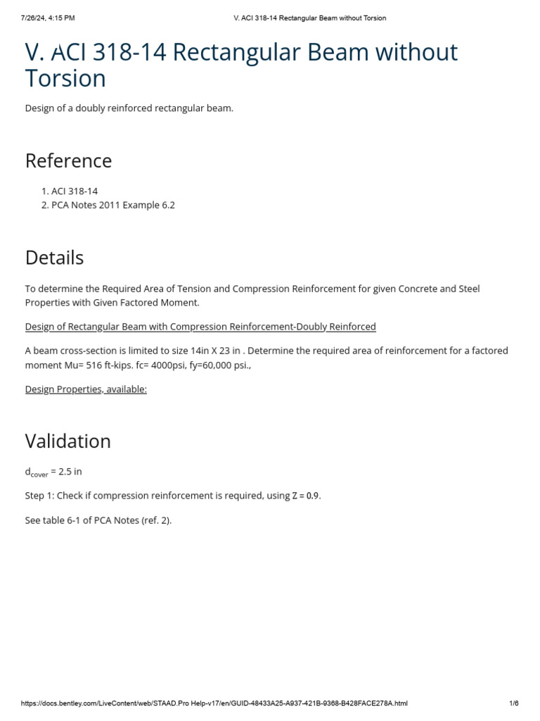 ACI 318-14 Beam Design Example | PDF | Beam (Structure) | Solid Mechanics