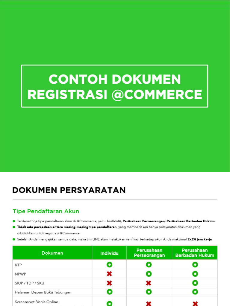 Persyaratan Registrasi Akun @Commerce | PDF