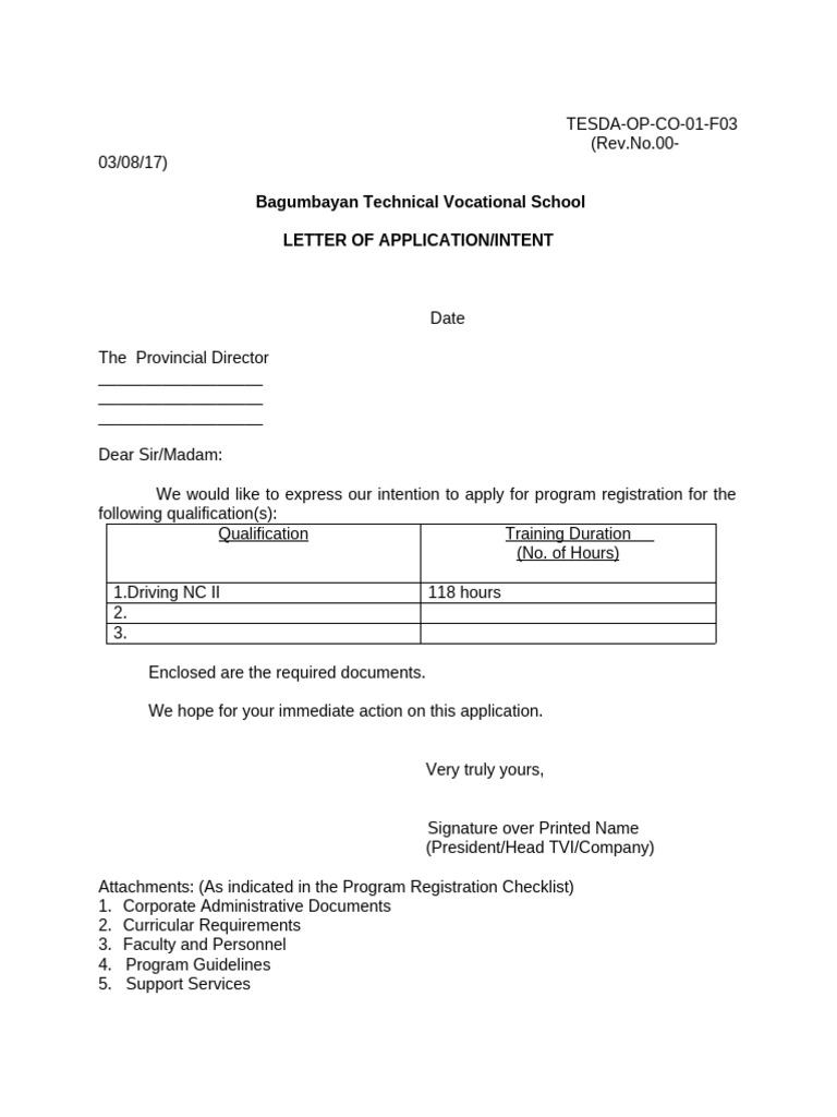 TESDA Program Registration Application | PDF | Vocational Education