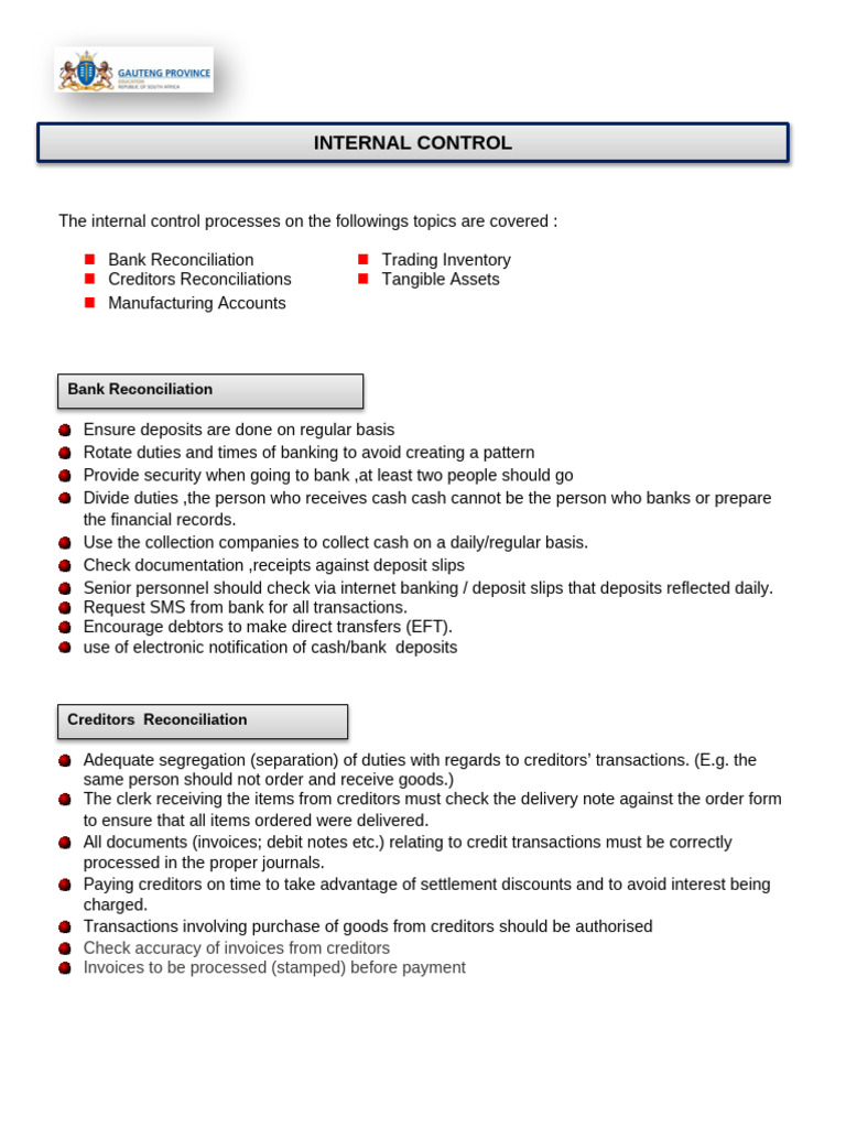 Internal Control Revised | PDF | Banks | Payments