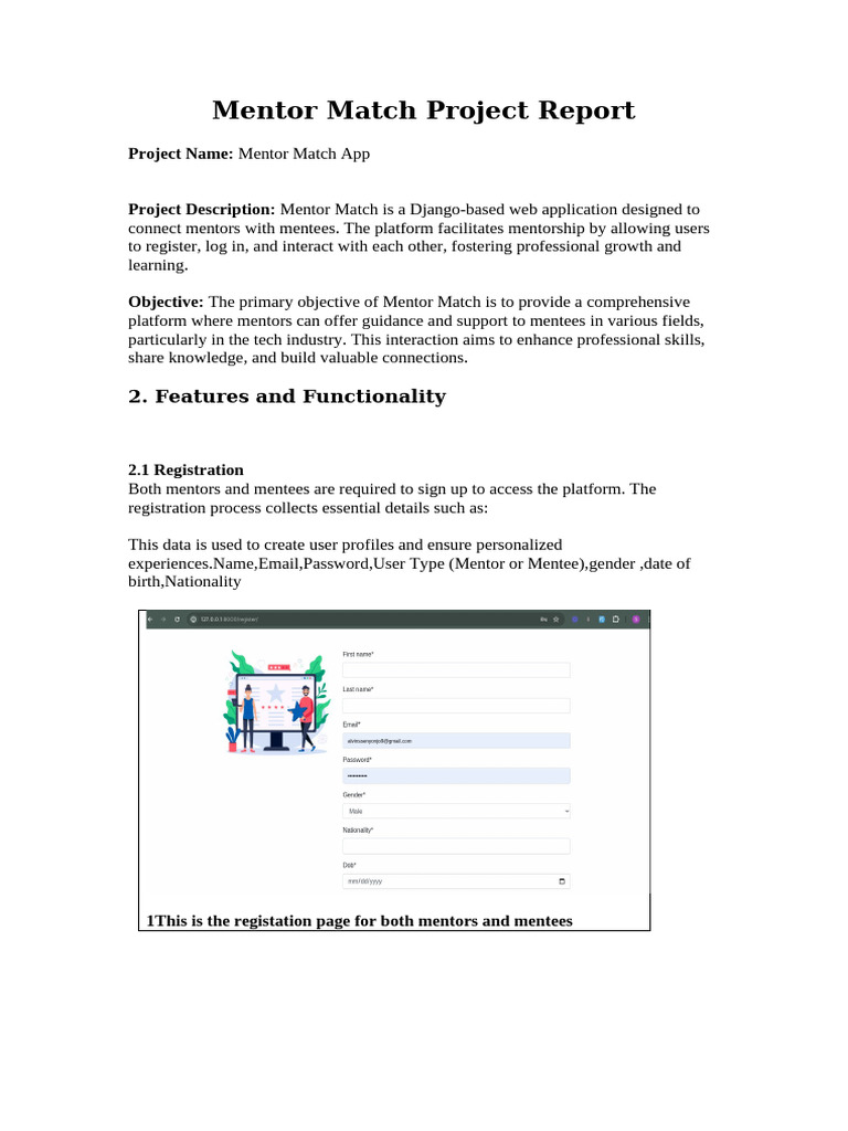 Mentor Match App Overview Report | PDF | Mentorship | Login