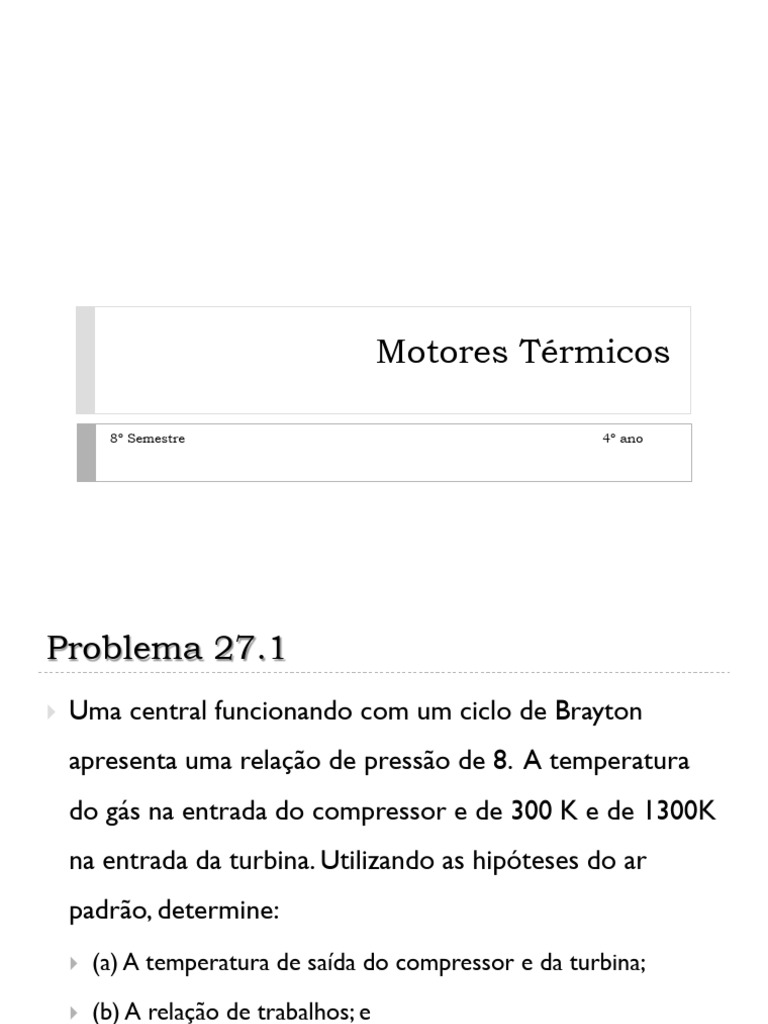 Ciclo de Brayton: Análise Térmica e Rendimento | PDF | Fenômenos ...