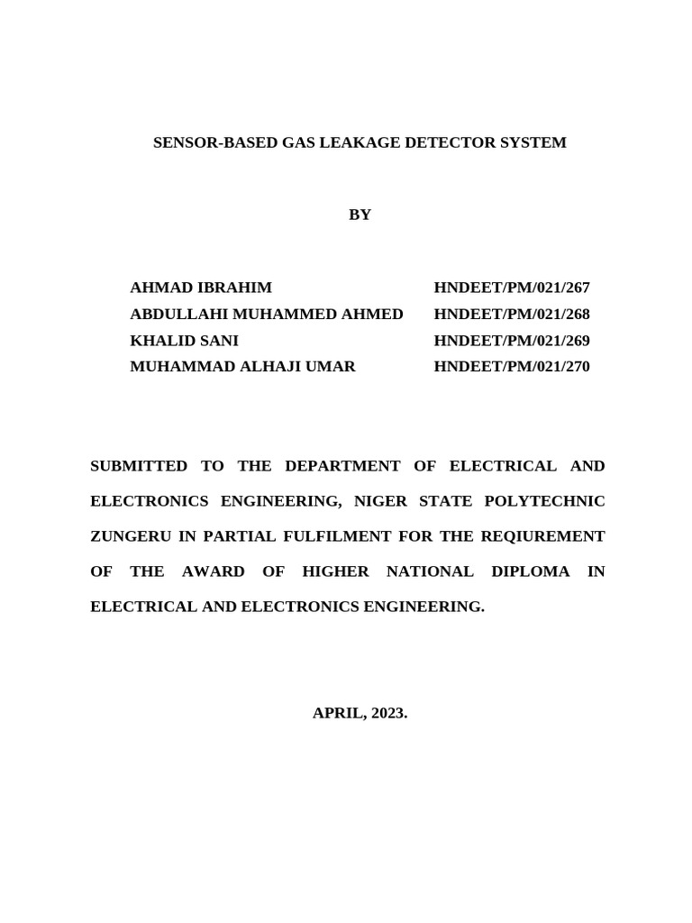 Sensor Gas-Leakage Detector System | PDF | Liquefied Petroleum Gas ...