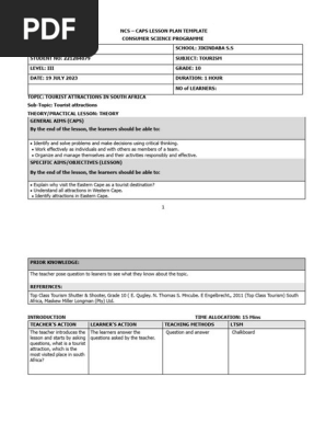 Tourism Lesson Plan 2