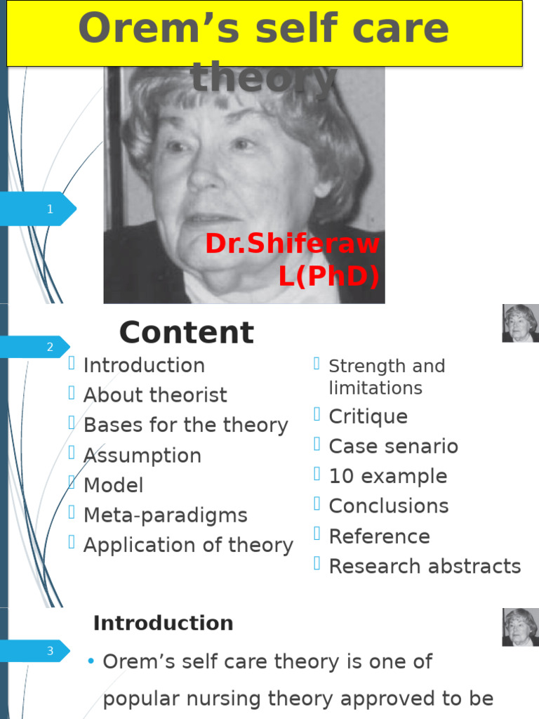 Orems Theory PPT 2 | PDF | Urinary Incontinence | Nursing
