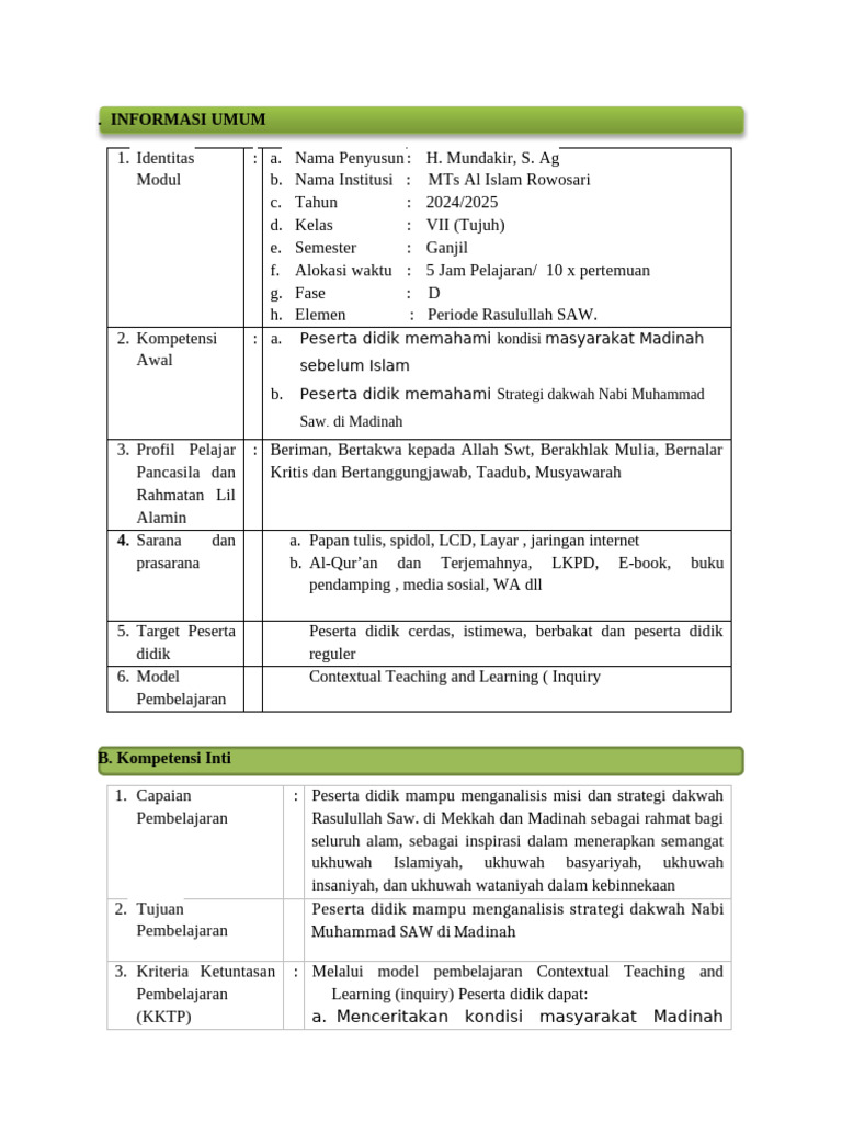 Modul Ajar Tp 7 3 Ski Kelas 7 Ok 100053 Pdf