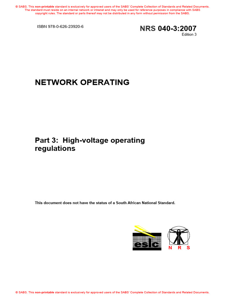 NRS 040-3: High-Voltage Regulations | PDF | Electrical Substation ...