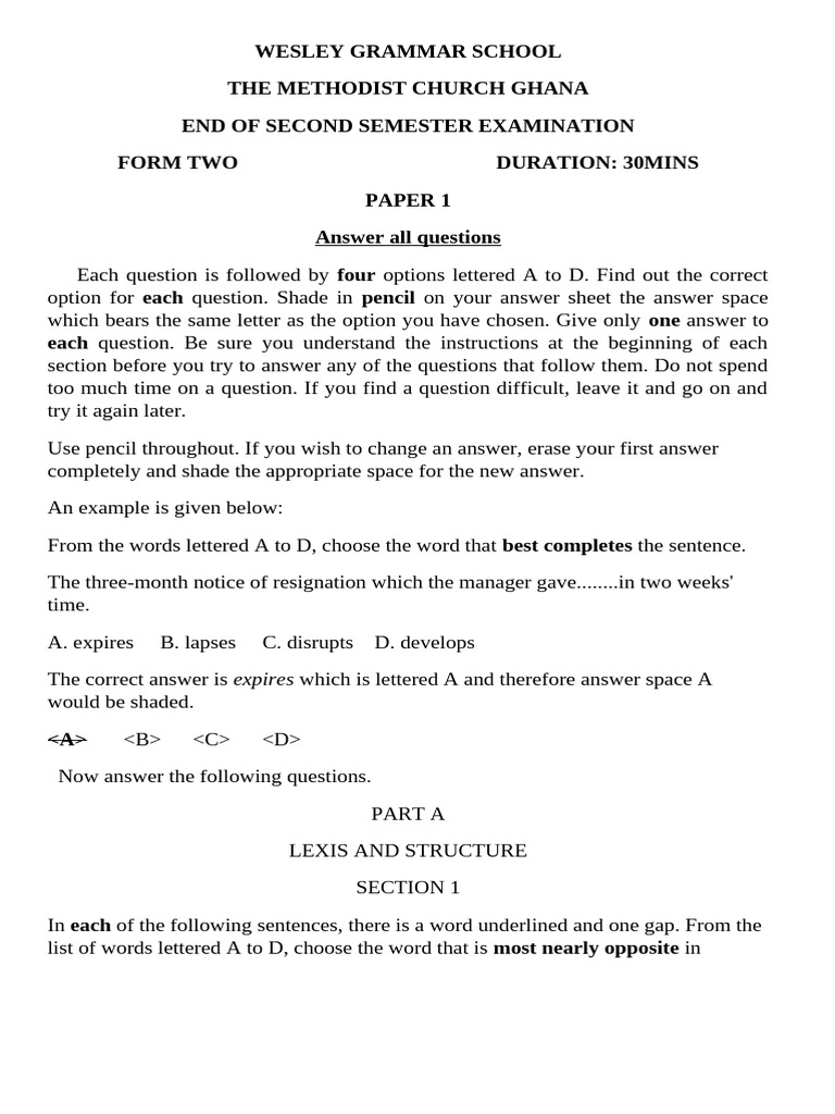 Form 2 End of Sem | PDF