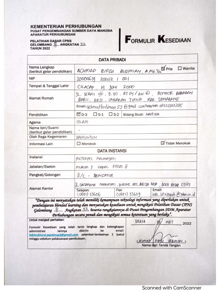 Form Kesedian Arb | PDF