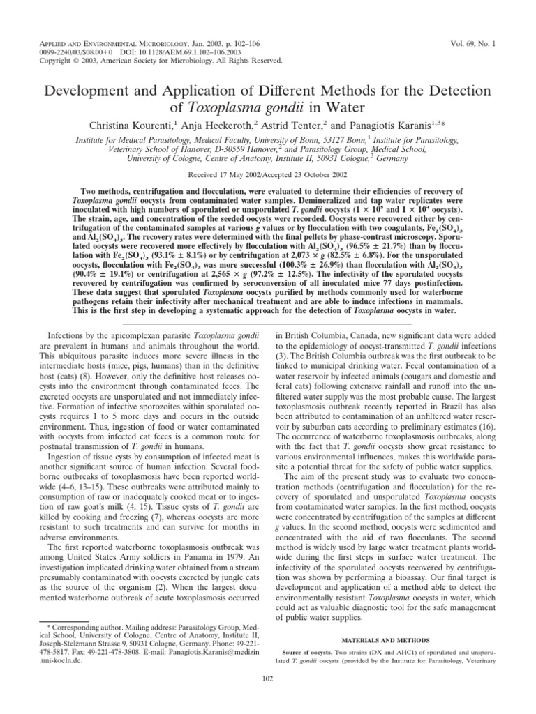 Development and Application of Different Methods For The Detection of ...