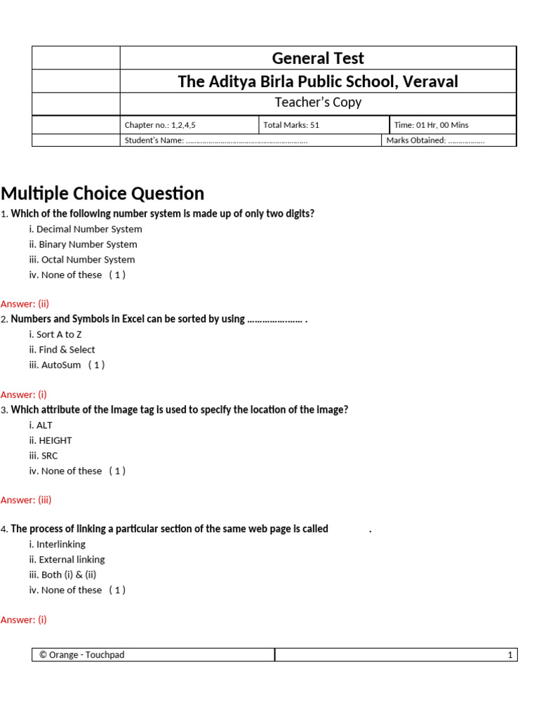 Computer Important Questions | PDF | Microsoft Excel | Numbers