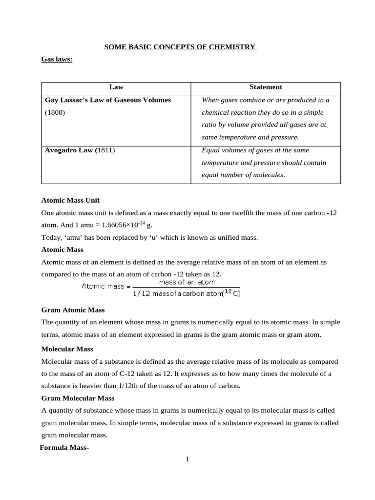 Basic Concepts of Chemistry Overview | PDF | Mole (Unit) | Molecules
