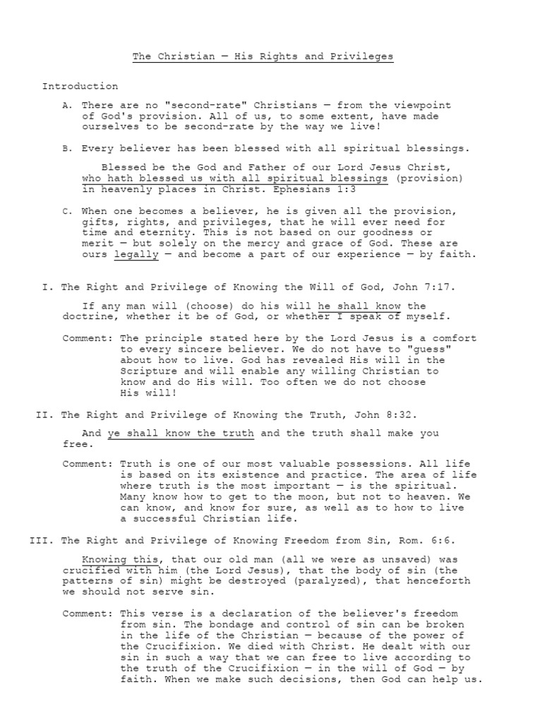 The Christian - His Rights and Privileges | PDF | Resurrection Of Jesus ...
