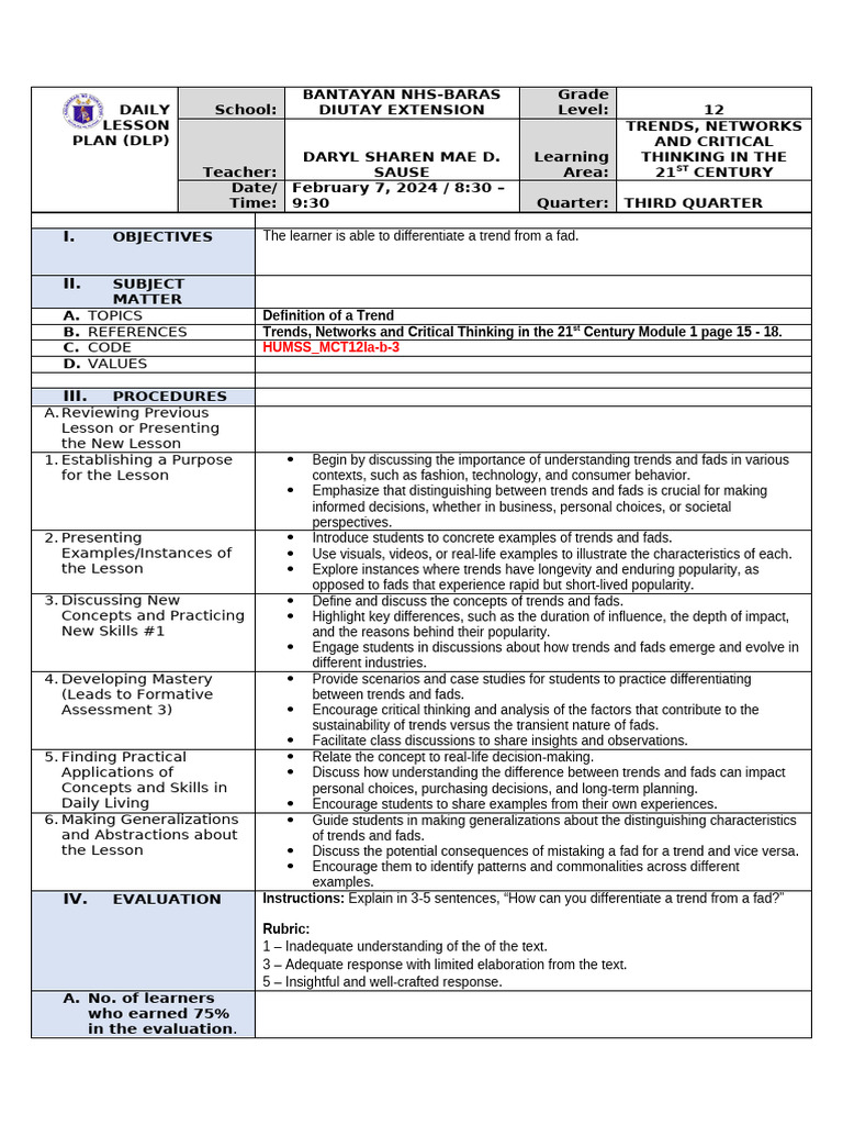 February 7 | PDF | Learning | Critical Thinking