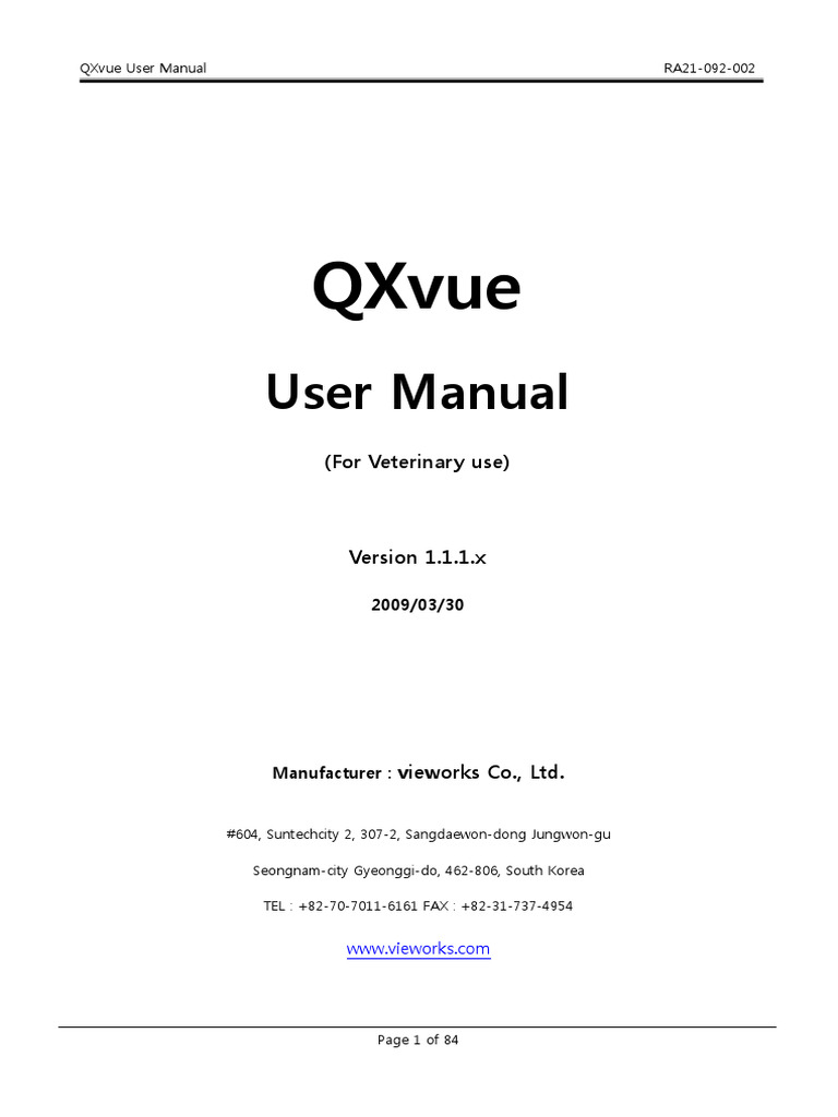 QXvue User Manual for Veterinary Use | PDF | Cursor (User Interface ...