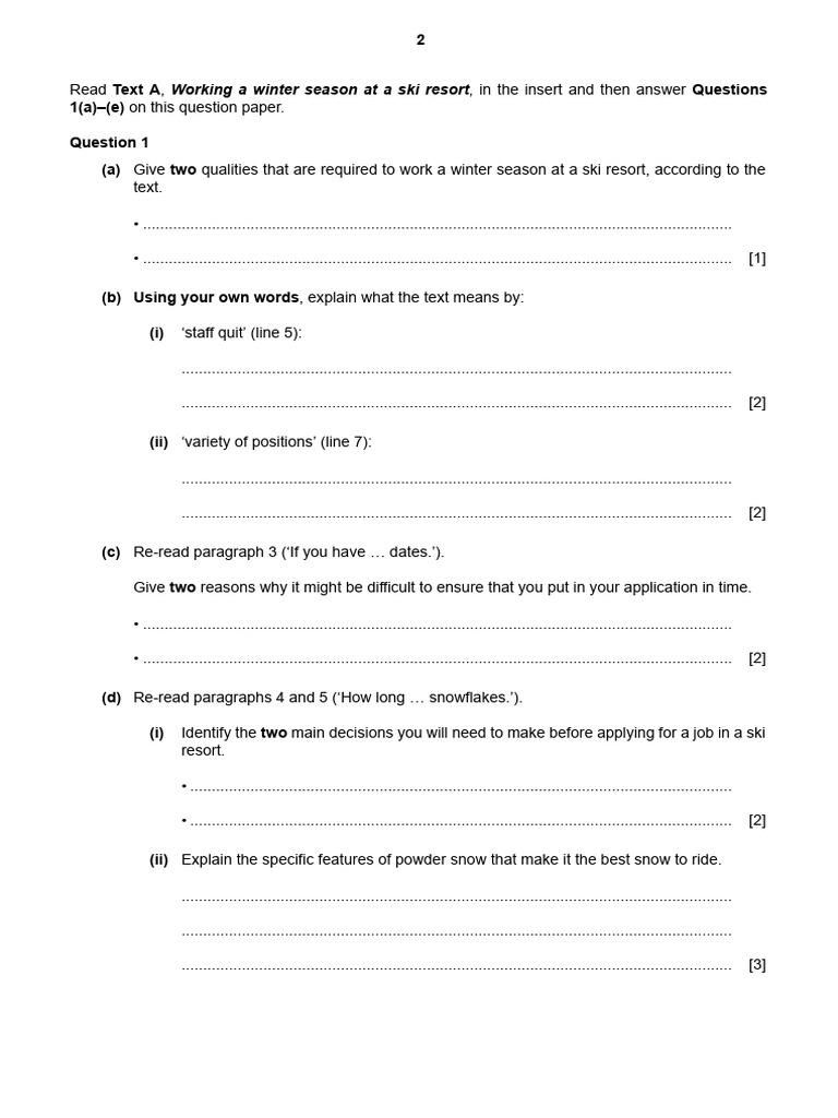 Ski Resort Seasonal Job Q&A Guide | PDF