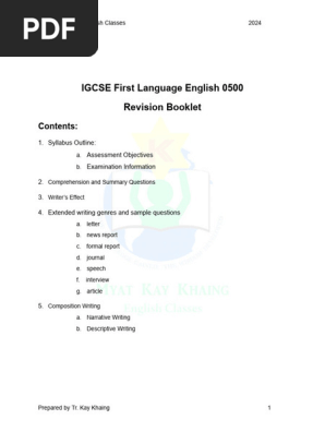 Revision 2024 IGCSE First Language English 0500