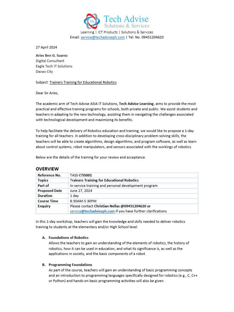 Trainers Training for Educational Robotics | PDF | Robotics ...