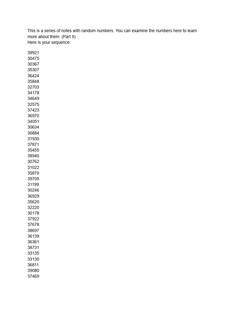 Sequence of Random Numbers | PDF